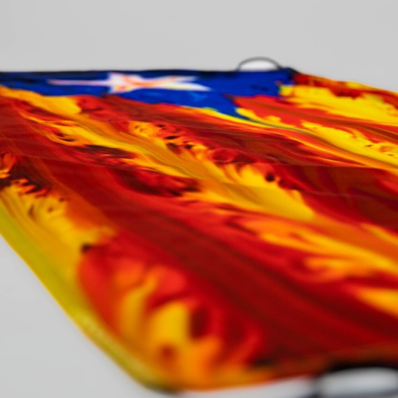 Estelada blava mitjana de flames