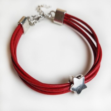 Polsera de cuir vermell "Lluitem i guanyem la independència"