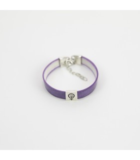 Polsera de pell amb peça simbol feminista de zamac