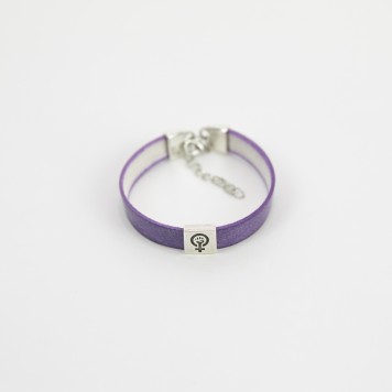 Polsera de pell amb peça simbol feminista de zamac