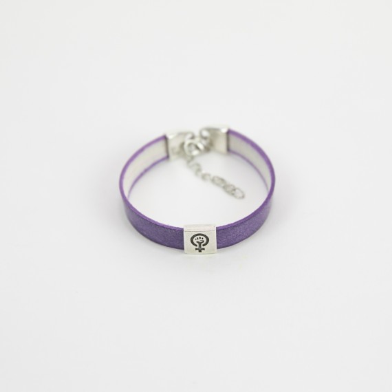 Polsera de pell amb peça simbol feminista de zamac