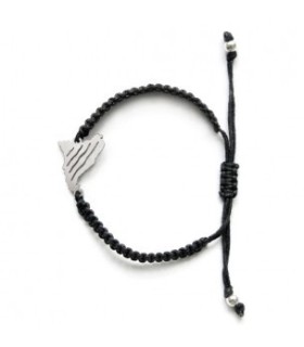 Braçalet 4 barres de plata amb cordó de cotó negre