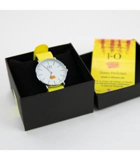 Rellotge 1-Oclock esfera blanca corretja groga 36 mm