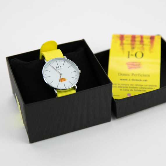 Rellotge 1-Oclock esfera blanca corretja groga 36 mm