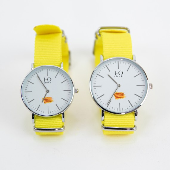 Rellotge 1-Oclock esfera blanca corretja groga 36 mm