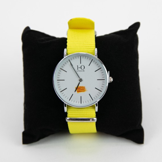 Rellotge 1-Oclock esfera blanca corretja groga 36 mm