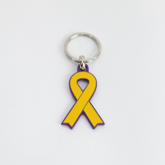 Clauer metàl·lic llaç groc bany lila