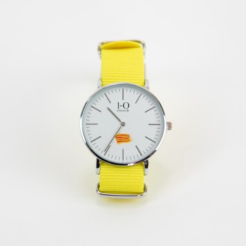 Rellotge 1-Oclock esfera blanca corretja groga 40 mm