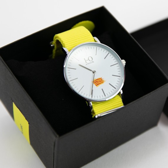 Rellotge 1-Oclock esfera blanca corretja groga 40 mm