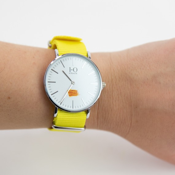 Rellotge 1-Oclock esfera blanca corretja groga 40 mm